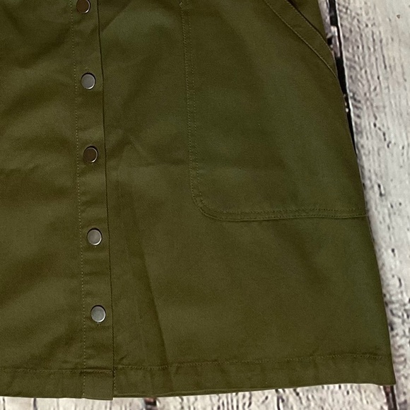 Banana Republic Factory Green Twill Button Front A-Line Skirt 14 - Picture 6 of 13